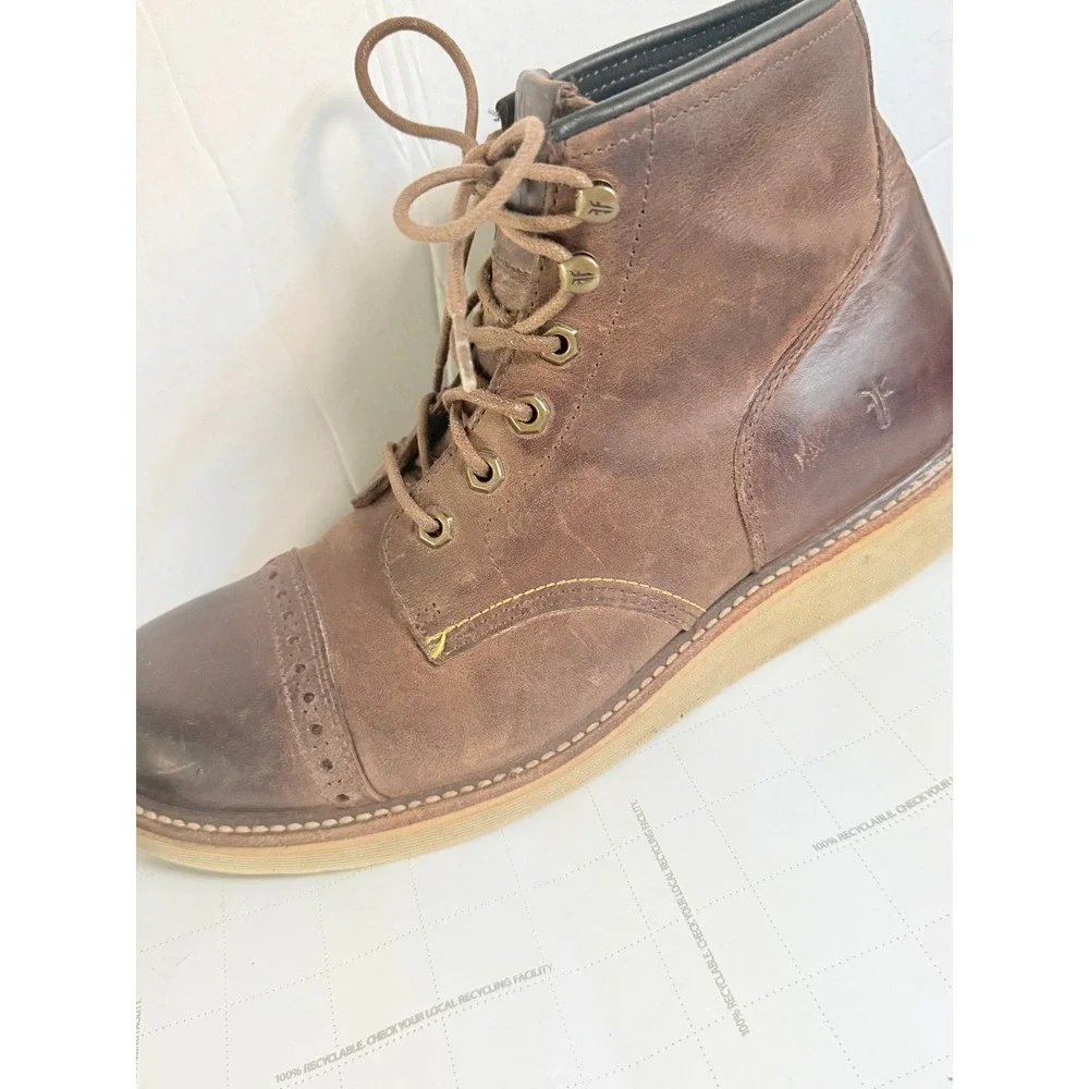 Frye Mens Dakota Cap Toe Sunrise Antique Leather Lace Boots Size 11.5 Heritage